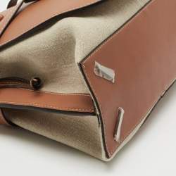 مملوكة مسبقًا Loewe Tan/Beige Leather and Canvas Medium Gate Tote