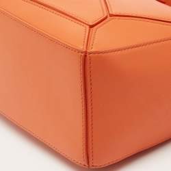 Pre Owned Loewe Orange Leather Small Puzzle Shoulder Bag