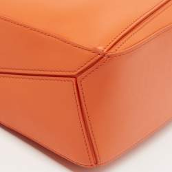 Pre Owned Loewe Orange Leather Small Puzzle Shoulder Bag