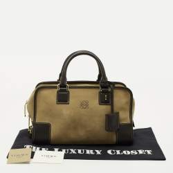 Loewe Khaki Green/Brown Suede and Leather Amazona 23 Bag