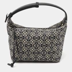 مملوكة مسبقًا Loewe Dark Blue Canvas Small Cubi Shoulder Bag