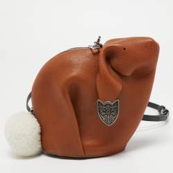 مملوكة مسبقًا Loewe Brown Leather Bunny Shoulder Bag