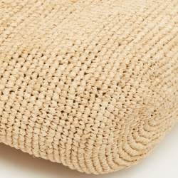 Pre Owned Loewe Beige/Orange Paula's Ibiza Raffia and Leather Crossbody Bag