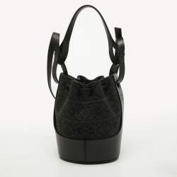Loewe Black/Grey Monogram Canvas and Leather Balloon Anagram Bucket Bag