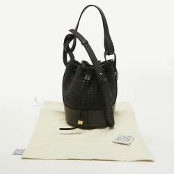 Loewe Black/Grey Monogram Canvas and Leather Balloon Anagram Bucket Bag