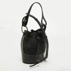 Loewe Black/Grey Monogram Canvas and Leather Balloon Anagram Bucket Bag