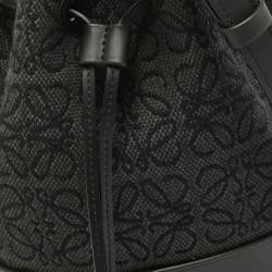 Loewe Black/Grey Monogram Canvas and Leather Balloon Anagram Bucket Bag