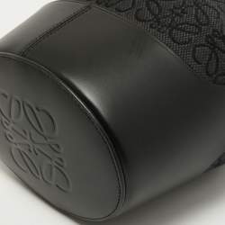 Loewe Black/Grey Monogram Canvas and Leather Balloon Anagram Bucket Bag