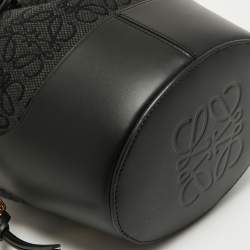 Loewe Black/Grey Monogram Canvas and Leather Balloon Anagram Bucket Bag