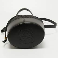 Loewe Black/Grey Monogram Canvas and Leather Balloon Anagram Bucket Bag