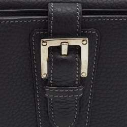 Loewe Black Leather Buckle French Compact Wallet