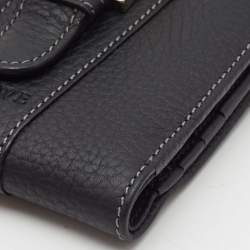 Loewe Black Leather Buckle French Compact Wallet