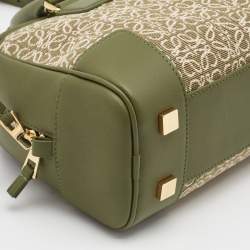 Pre Owned Loewe Military Green Jacquard Canvas and Leather Amazona 23 Bag