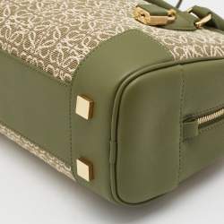 Pre Owned Loewe Military Green Jacquard Canvas and Leather Amazona 23 Bag