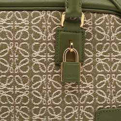 Pre Owned Loewe Military Green Jacquard Canvas and Leather Amazona 23 Bag