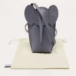 مملوكة مسبقًا Loewe Grey Leather Elephant Pocket Pouch Crossbody Bag