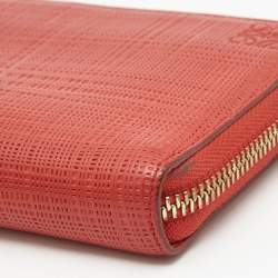 Loewe Red Textured Leather Zip Around Continental Wallet 