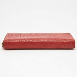 Loewe Red Textured Leather Zip Around Continental Wallet 