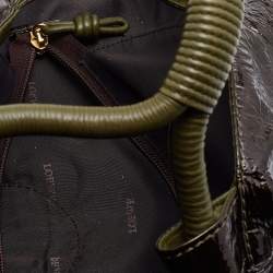 Pre Owned Loewe Olive Green Patent Leather Aire Hobo