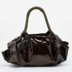 Pre Owned Loewe Olive Green Patent Leather Aire Hobo
