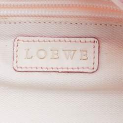 Pre Owned Loewe Pink/White Anagram Monogram Canvas and Leather Shopper Tote