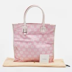 Pre Owned Loewe Pink/White Anagram Monogram Canvas and Leather Shopper Tote