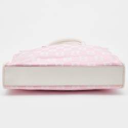 Pre Owned Loewe Pink/White Anagram Monogram Canvas and Leather Shopper Tote