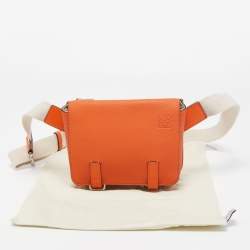 Loewe Orange/Beige Grained Leather Military Belt Bag  