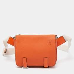Loewe Orange/Beige Grained Leather Military Belt Bag  