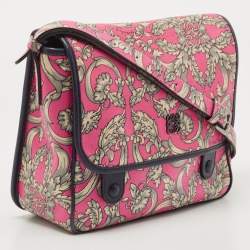 Pre Owned Loewe Pink/Grey Printed Leather Limited Edition Messenger Bag