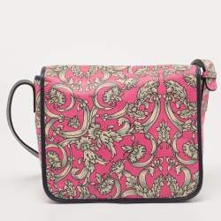 Pre Owned Loewe Pink/Grey Printed Leather Limited Edition Messenger Bag