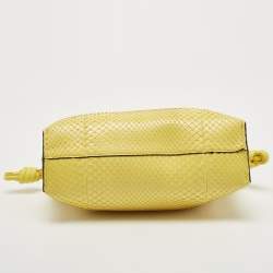 Pre Owned Loewe Yellow Snakeskin Flamenco Shoulder Bag