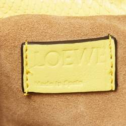 Pre Owned Loewe Yellow Snakeskin Flamenco Shoulder Bag