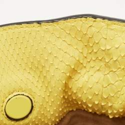 Pre Owned Loewe Yellow Snakeskin Flamenco Shoulder Bag