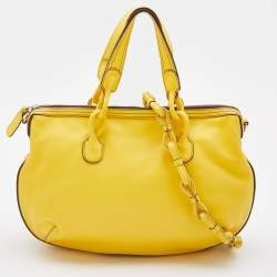 Loewe Yellow Leather Logo Embossed Hobo