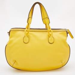 Loewe Yellow Leather Logo Embossed Hobo