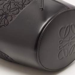 Pre Owned Loewe Black/Grey Monogram Canvas and Leather Balloon Anagram Bucket Bag