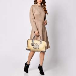 Loewe Cream/Brown Raffia and Leather Amazona 36 Satchel 