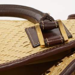Loewe Cream/Brown Raffia and Leather Amazona 36 Satchel 