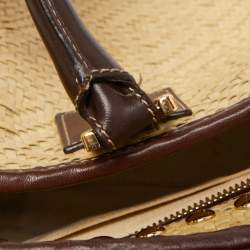 Loewe Cream/Brown Raffia and Leather Amazona 36 Satchel 