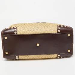 Loewe Cream/Brown Raffia and Leather Amazona 36 Satchel 