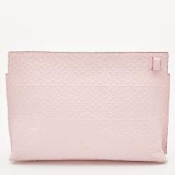Pre Owned Loewe Pink Embossed Leather Anagram T Pouch