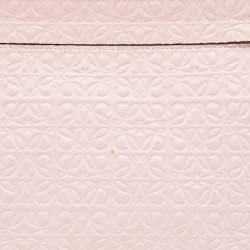 Pre Owned Loewe Pink Embossed Leather Anagram T Pouch