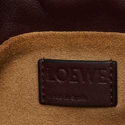 Pre Owned Loewe Burgundy Leather Flamenco Crossbody Bag