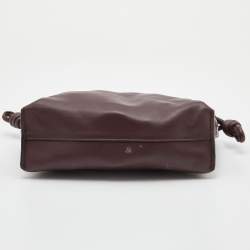 Pre Owned Loewe Burgundy Leather Flamenco Crossbody Bag