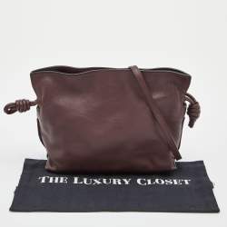 Pre Owned Loewe Burgundy Leather Flamenco Crossbody Bag