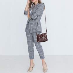 Pre Owned Loewe Burgundy Leather Flamenco Crossbody Bag