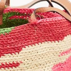 LOEWE Shigra Pattern Woven Straw Basket Bag