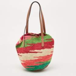 LOEWE Shigra Pattern Woven Straw Basket Bag