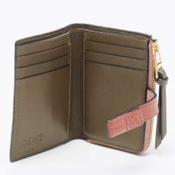 Loewe Old Rose Leather Bifold Compact Wallet